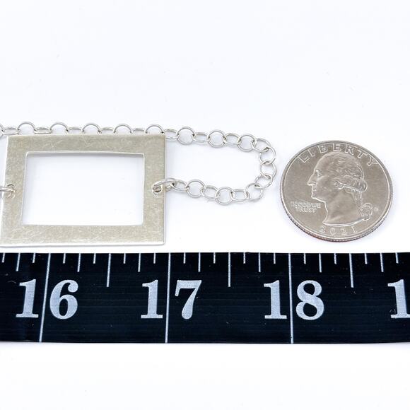 Vintage Geometric Link Sterling Silver Statement Necklace 36” - Picture 4 of 5